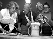 Exit members inspecting the CoGenie at Exit's natoinal conference in Sydney, May 2002 