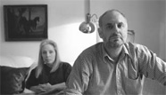 Philip with motor neurone sufferer, Sandy Williamson, at her home in Melbourne, July 2002 